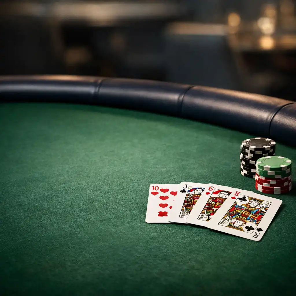 Professional poker table with cards and chips in a refined Canberra venue