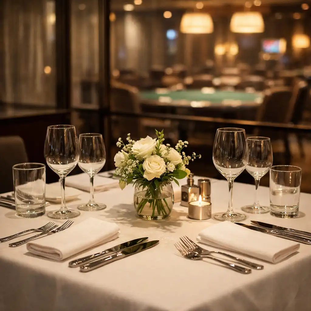 Elegant dining table set within the restaurant area at Poker Veranda Canberra