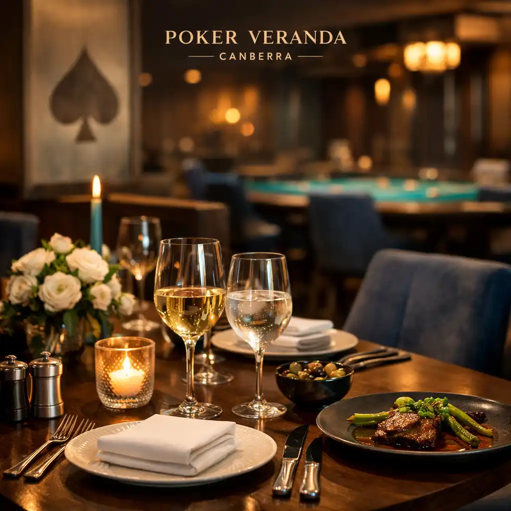 Elegant restaurant dining area at Poker Veranda Canberra with a refined table setting